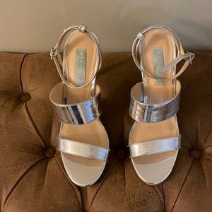 Betsey Johnson silver strappy heels